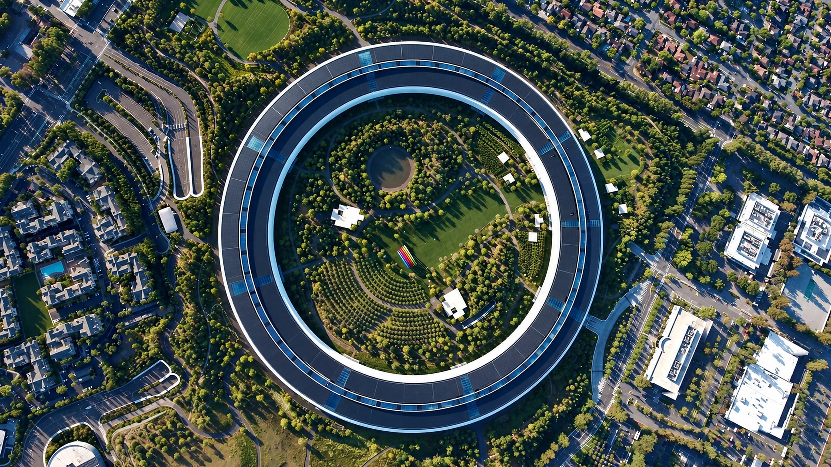 Aerial view of Apple Park in Silicon Valley